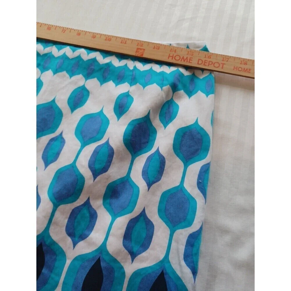 Talbots vintage blue white retro print pencil skirt 10 cotton stretch lined